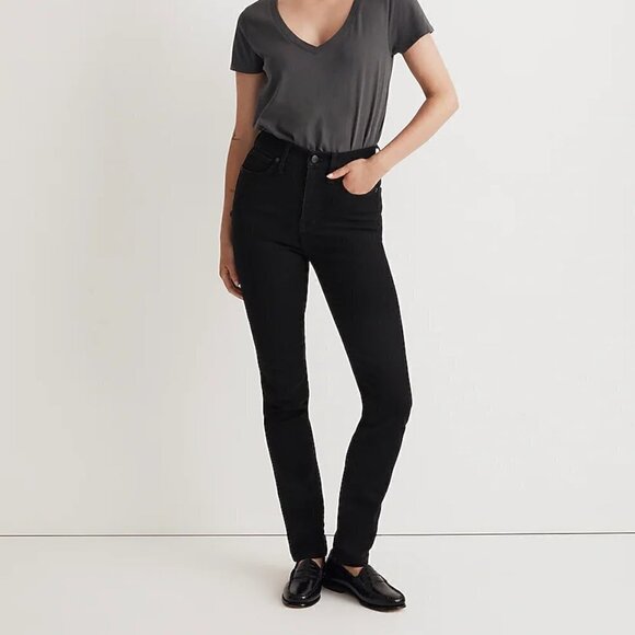 Madewell Petite Stovepipe Slim Straight Leg Stretch Jeans Black Size 24P NWT - Picture 1 of 11